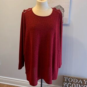 💰NWT 2 DYE 4 Burgundy Lightweight Knit Sweater 3X